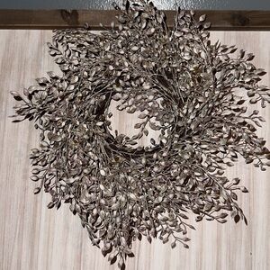 Neutral Faux Leaf Wreath - Decorative Home Accent